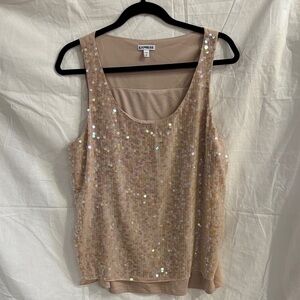 Express Sequin Tank Top in Nude Sparkle size large
